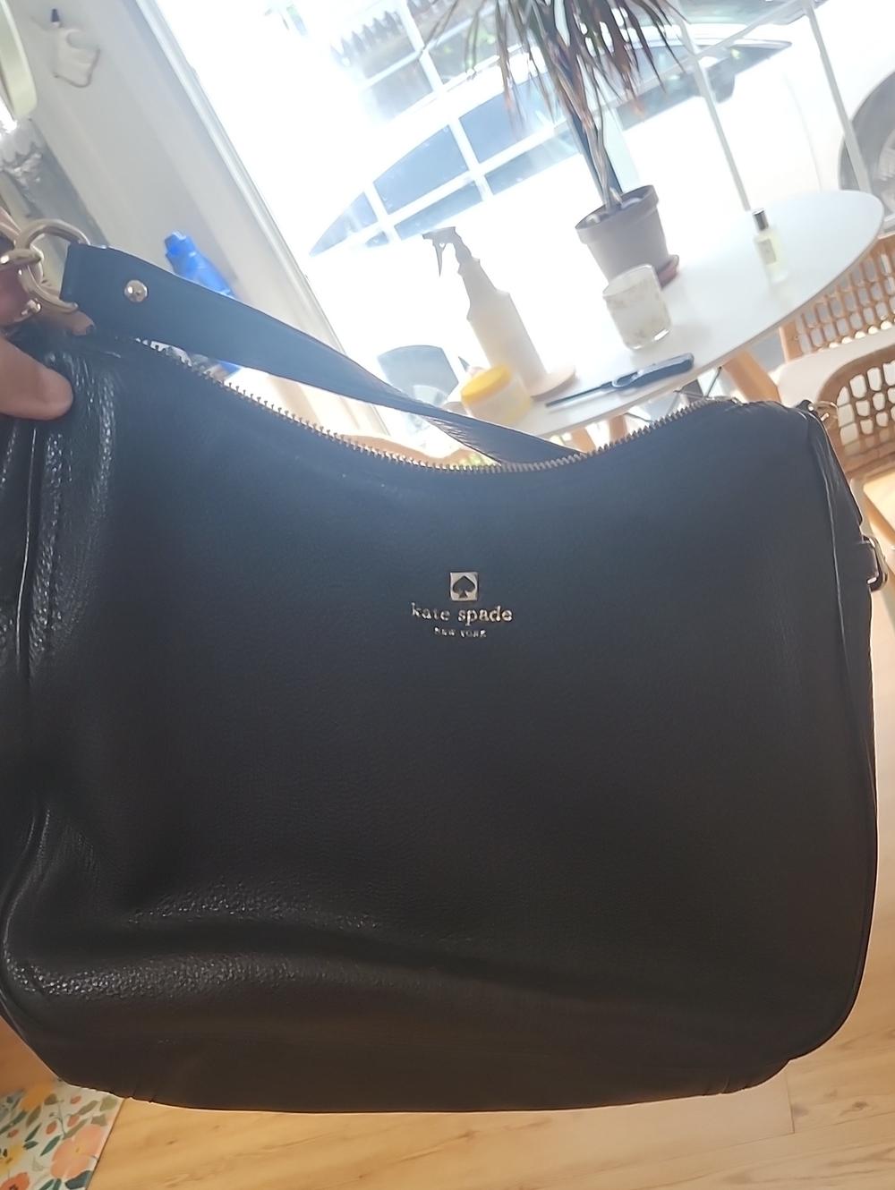 kate spade Black Pebbled Leather Shoulder Hobo with Gold Hardware